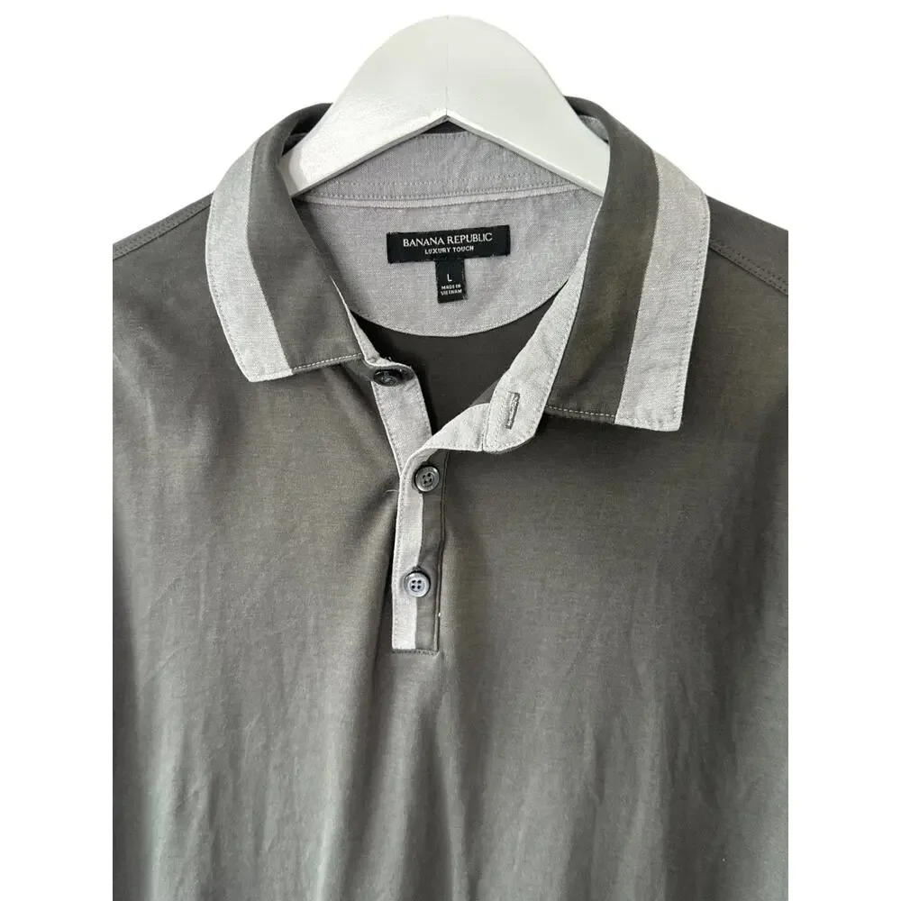 Banana Republic Luxury Touch Gray Short Sleeve Polo Shirt Men's Large